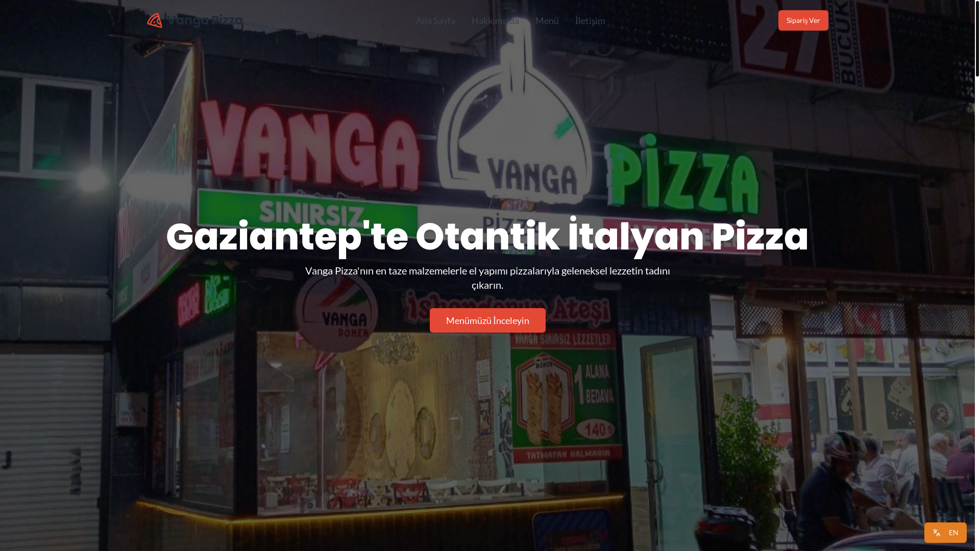 website screenshot of https://vangapizza.com/