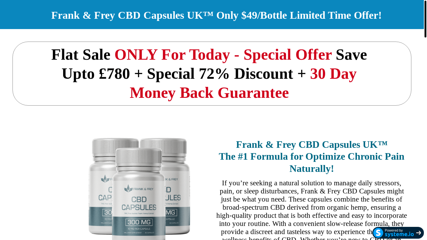 website screenshot of https://frankfreycbdcapsule.systeme.io/