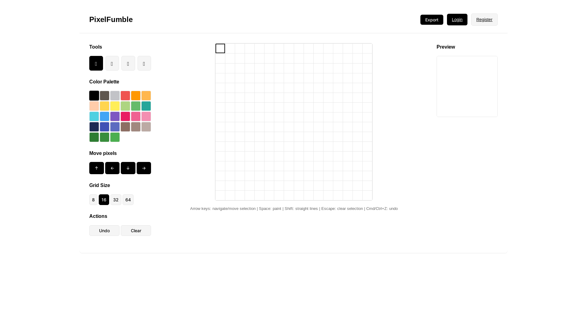 website screenshot of https://pixelfumble.com/