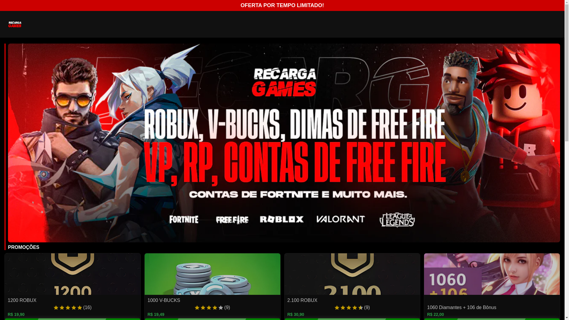 website screenshot of https://lojarecarga-games.com/