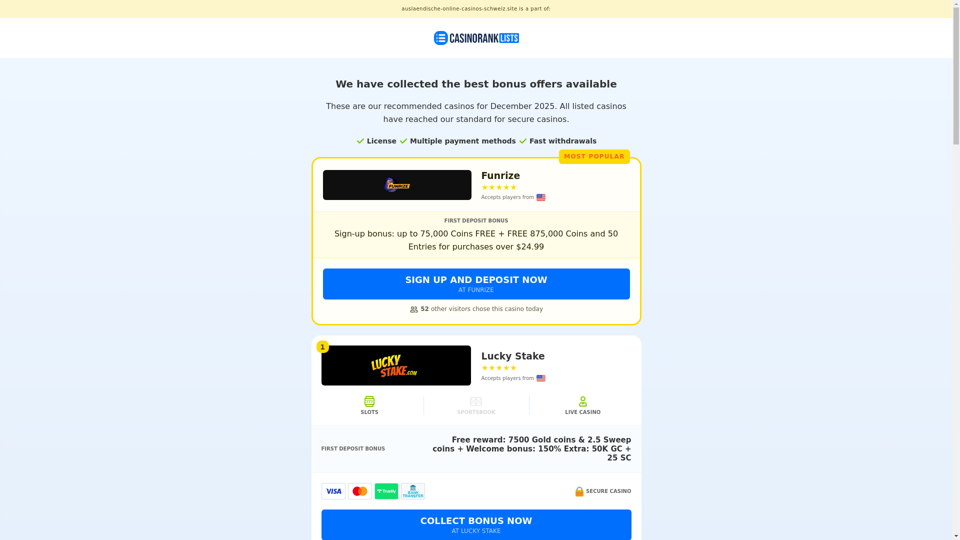 website screenshot of https://auslaendische-online-casinos-schweiz.site/