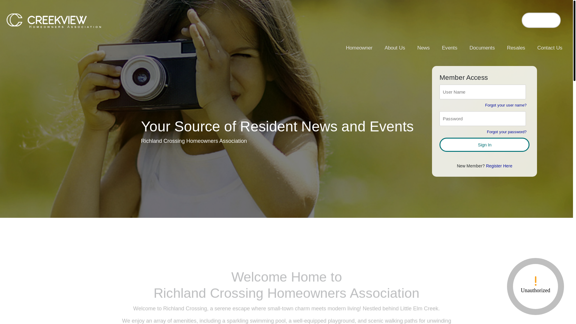 website screenshot of https://richlandcrossinghoa.com/