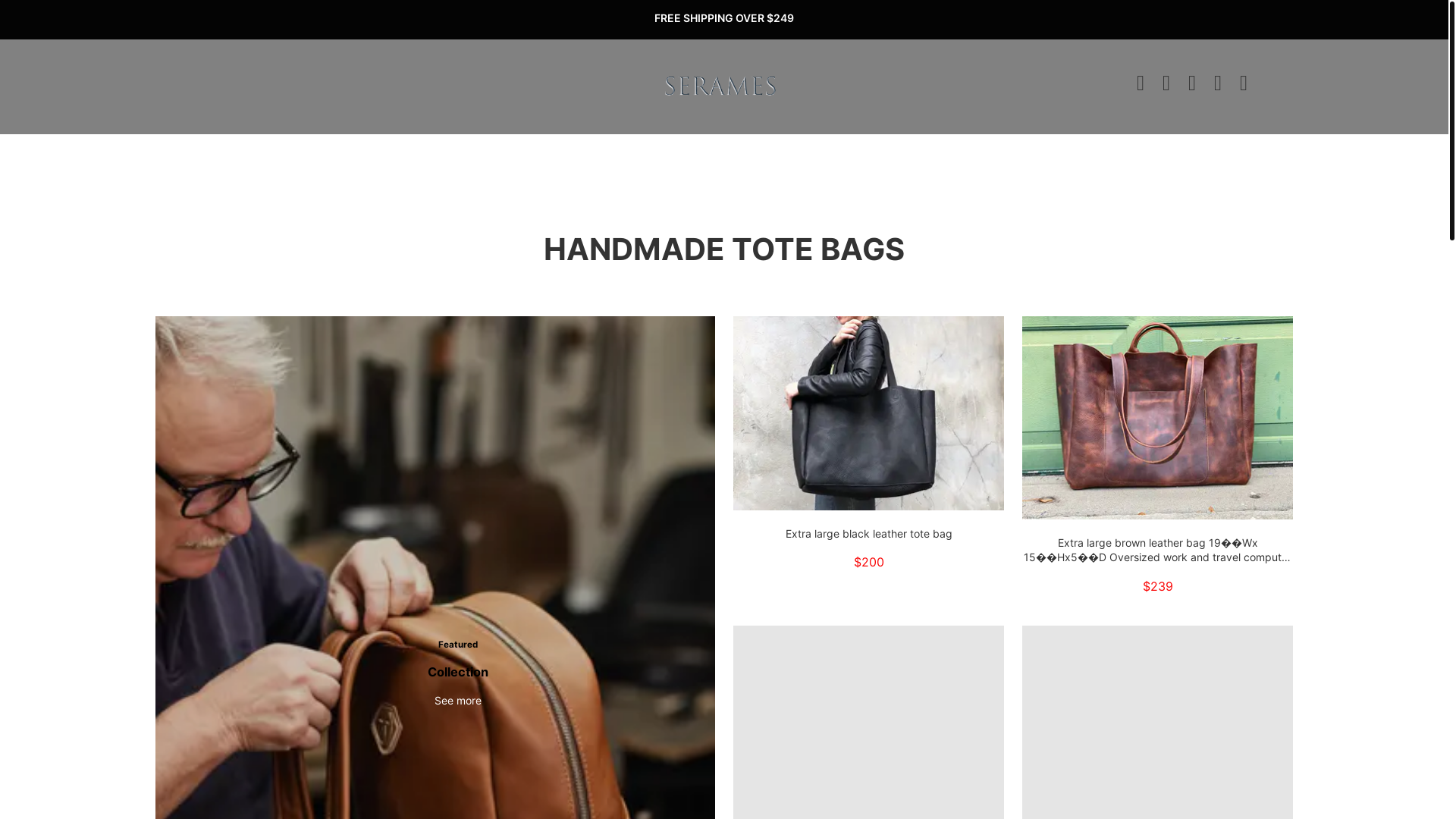 website screenshot of https://fifthbags.store/
