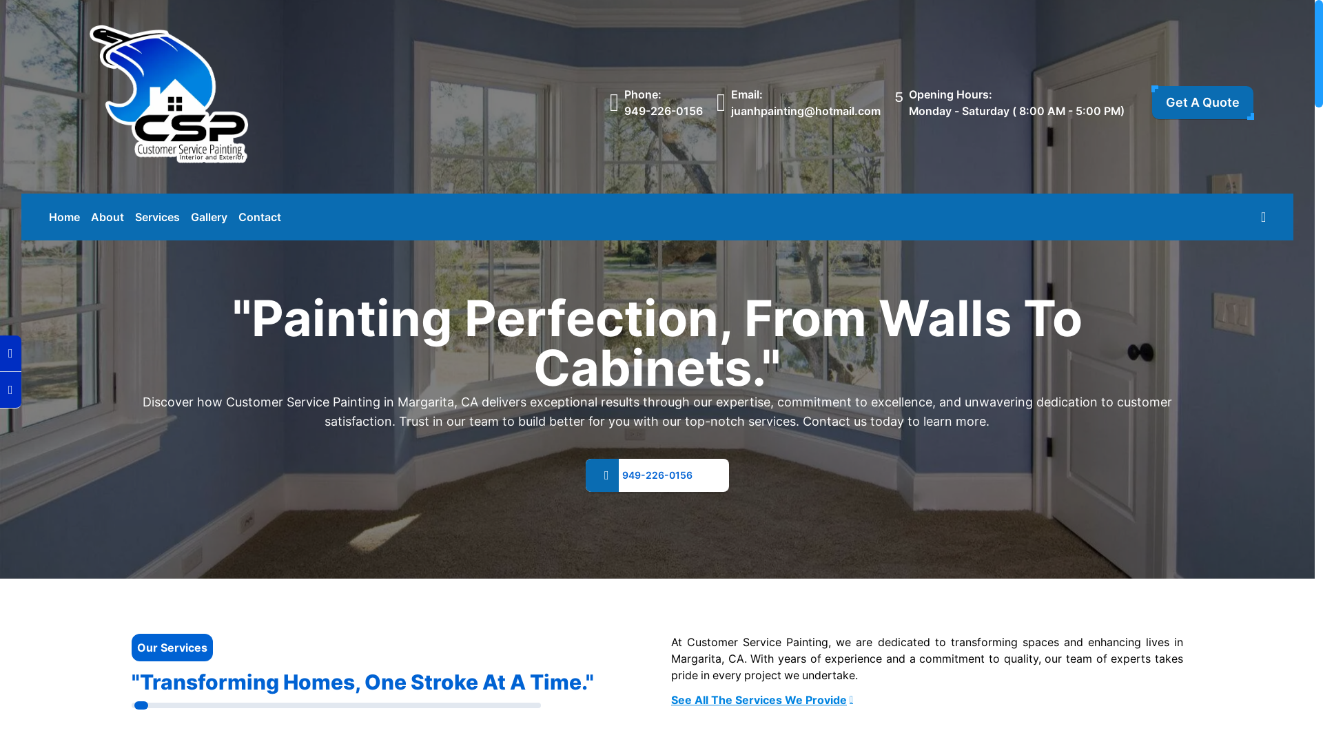 website screenshot of https://customerservicepaintingca.com/