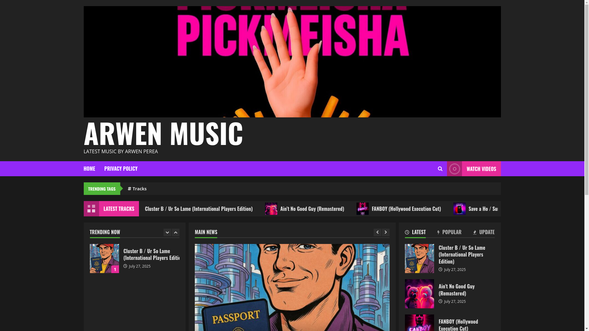 website screenshot of https://arwenmusic.com/