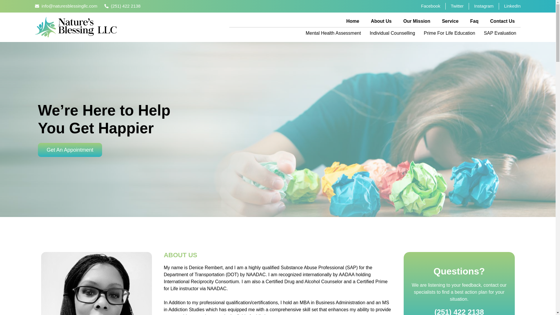 website screenshot of https://naturesblessingllc.com/