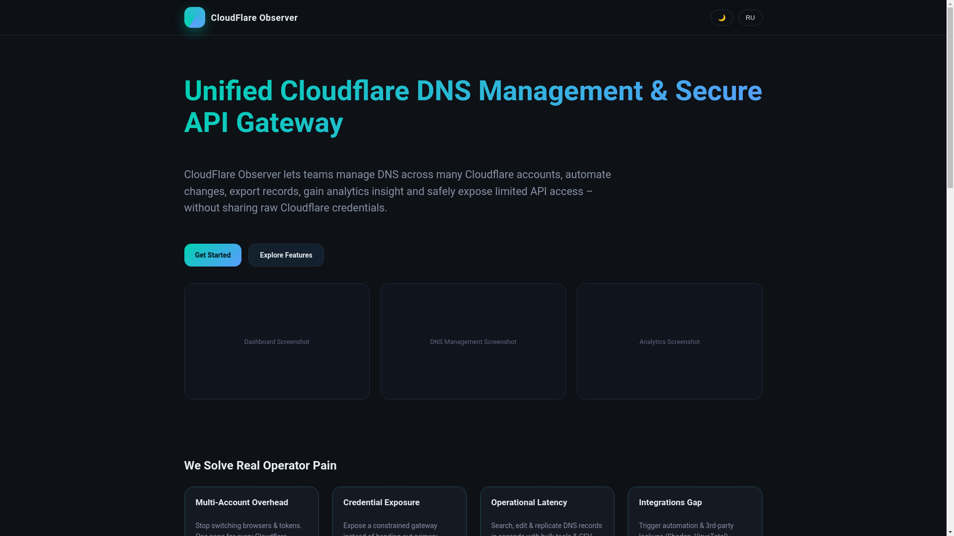 website screenshot of https://cloudflare-observer.pages.dev/