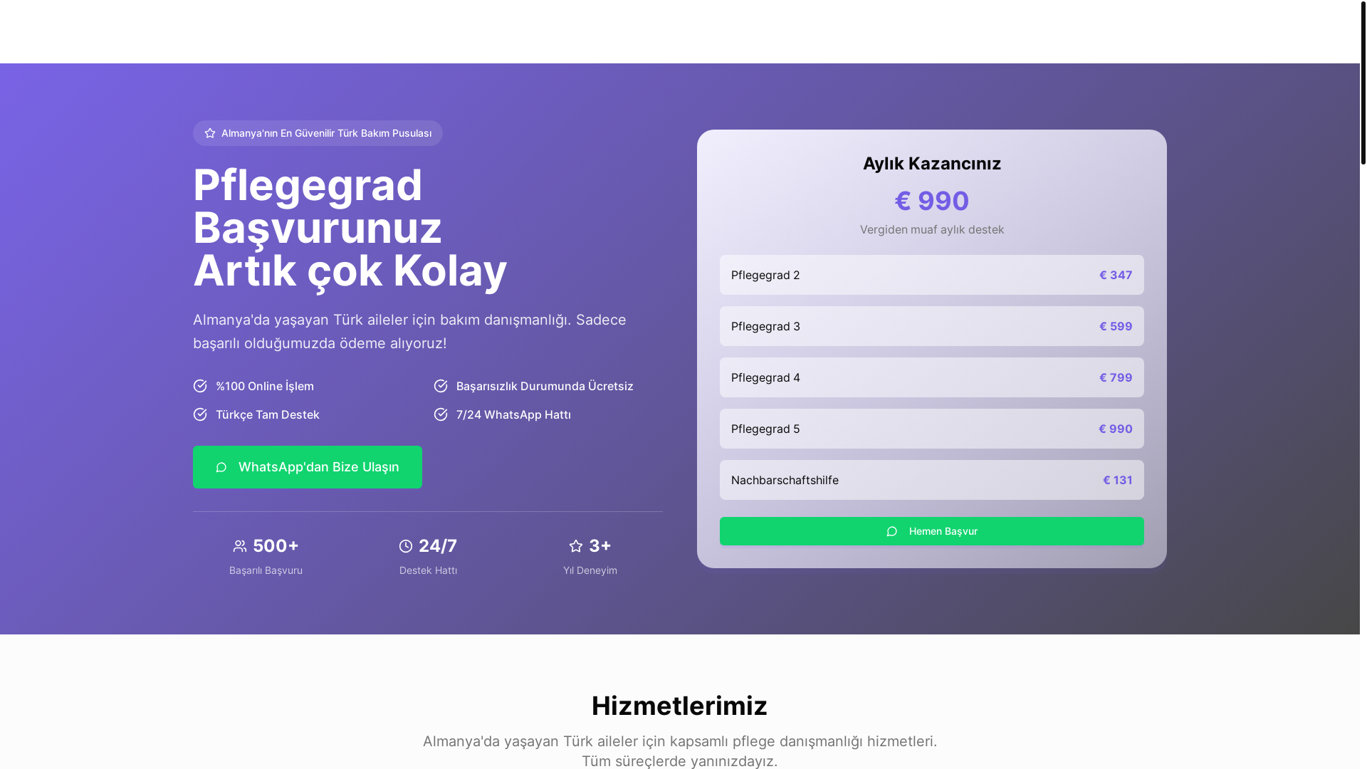 website screenshot of https://pflege-stufe-beantragen.de/