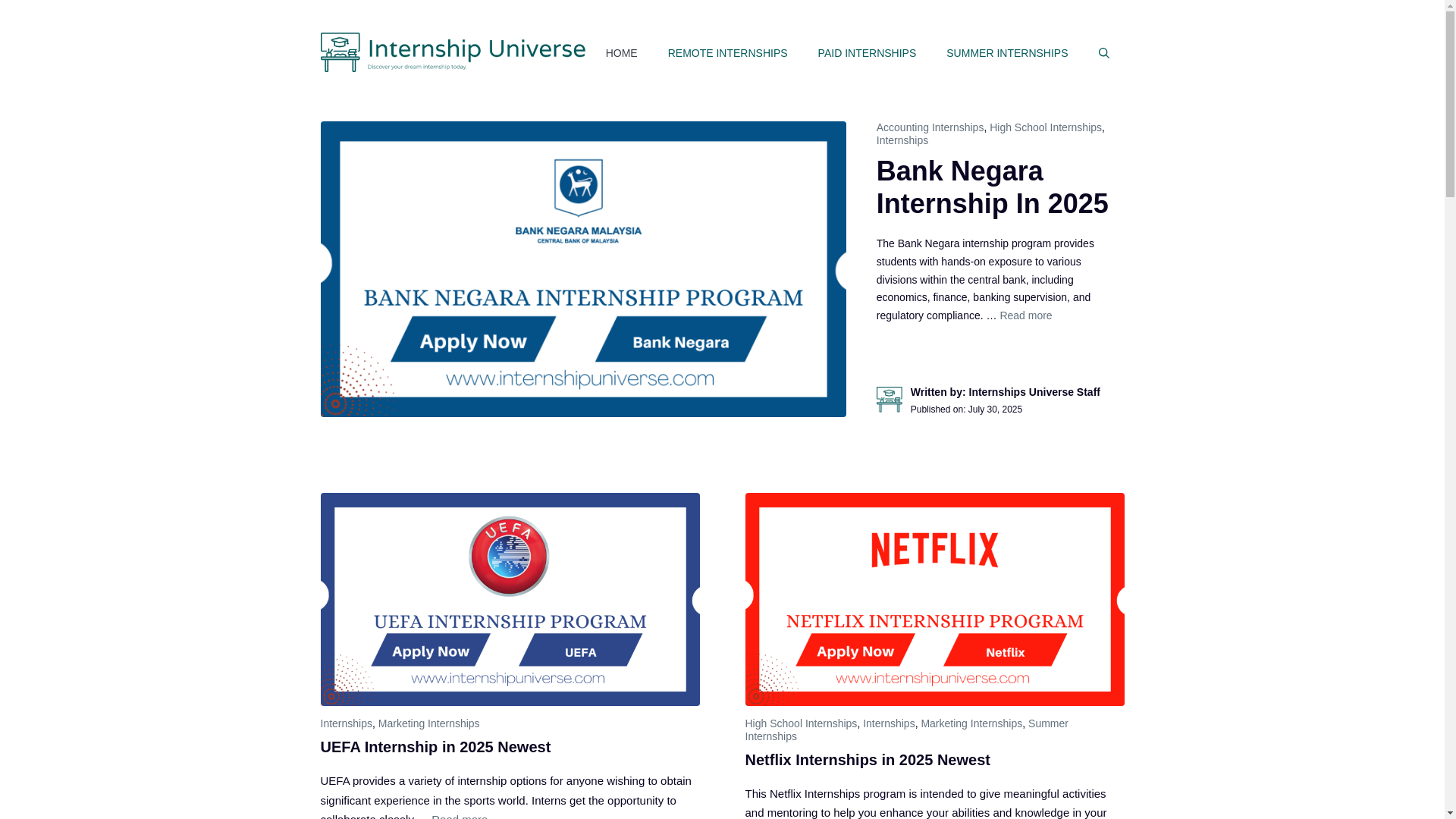website screenshot of https://internshipsuniverse.net/