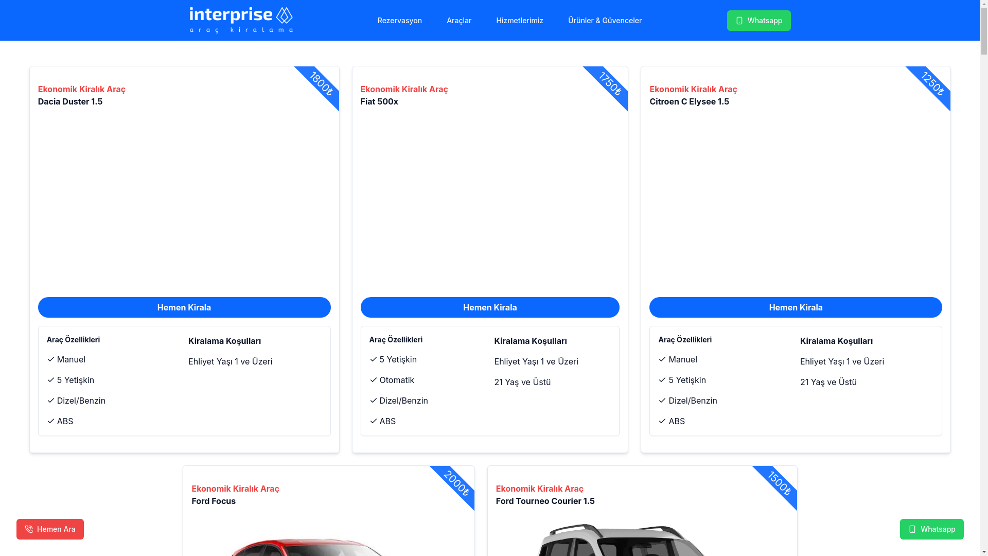 website screenshot of https://interpriserent.com/