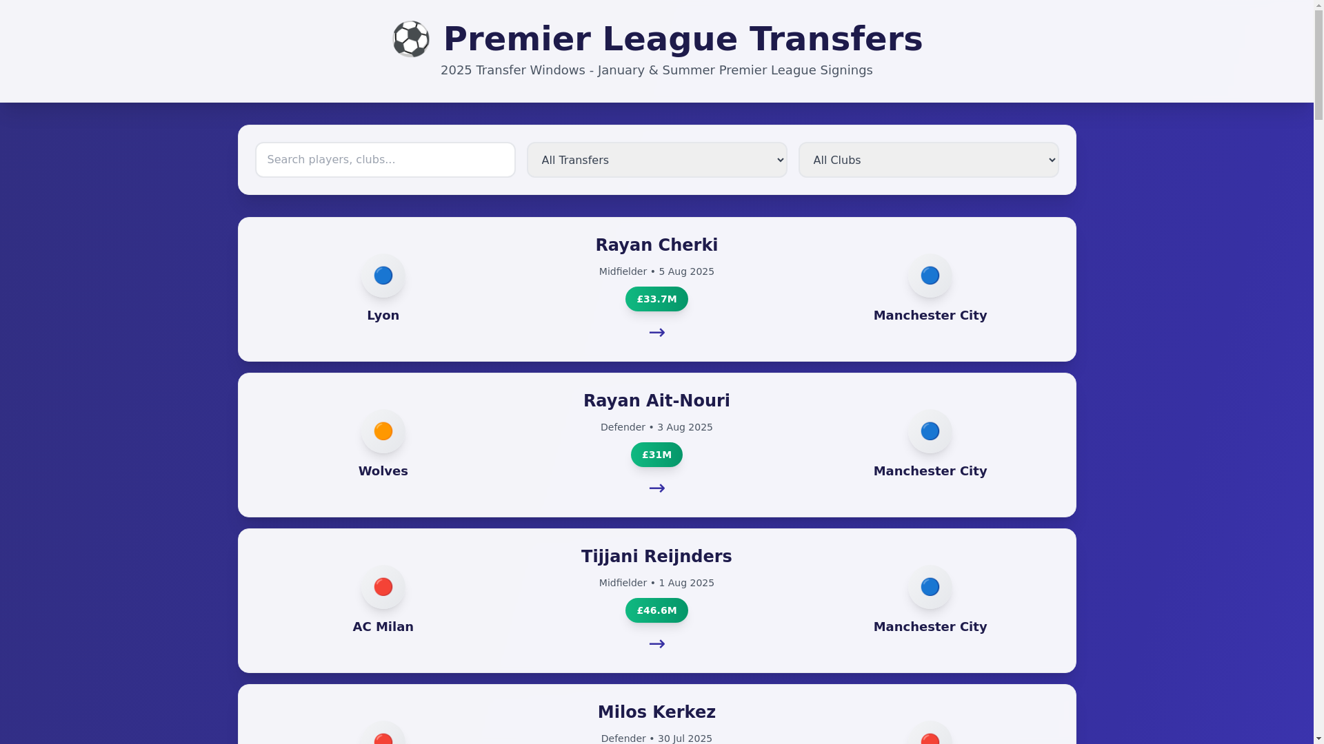 website screenshot of https://soccertransfers.pages.dev/