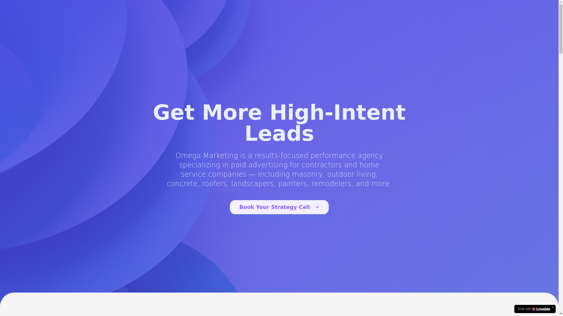 website screenshot of https://omegamarketings.com/