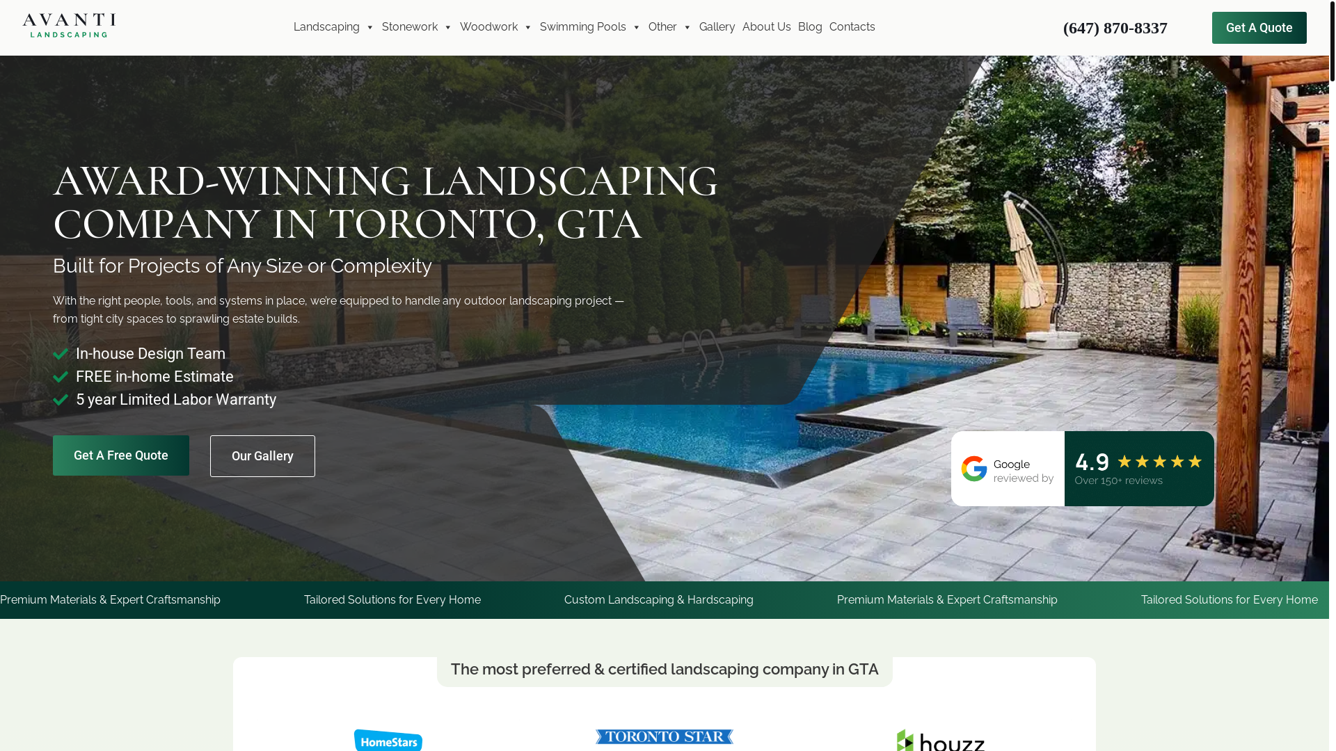 website screenshot of https://workwithavantilandscaping.com/
