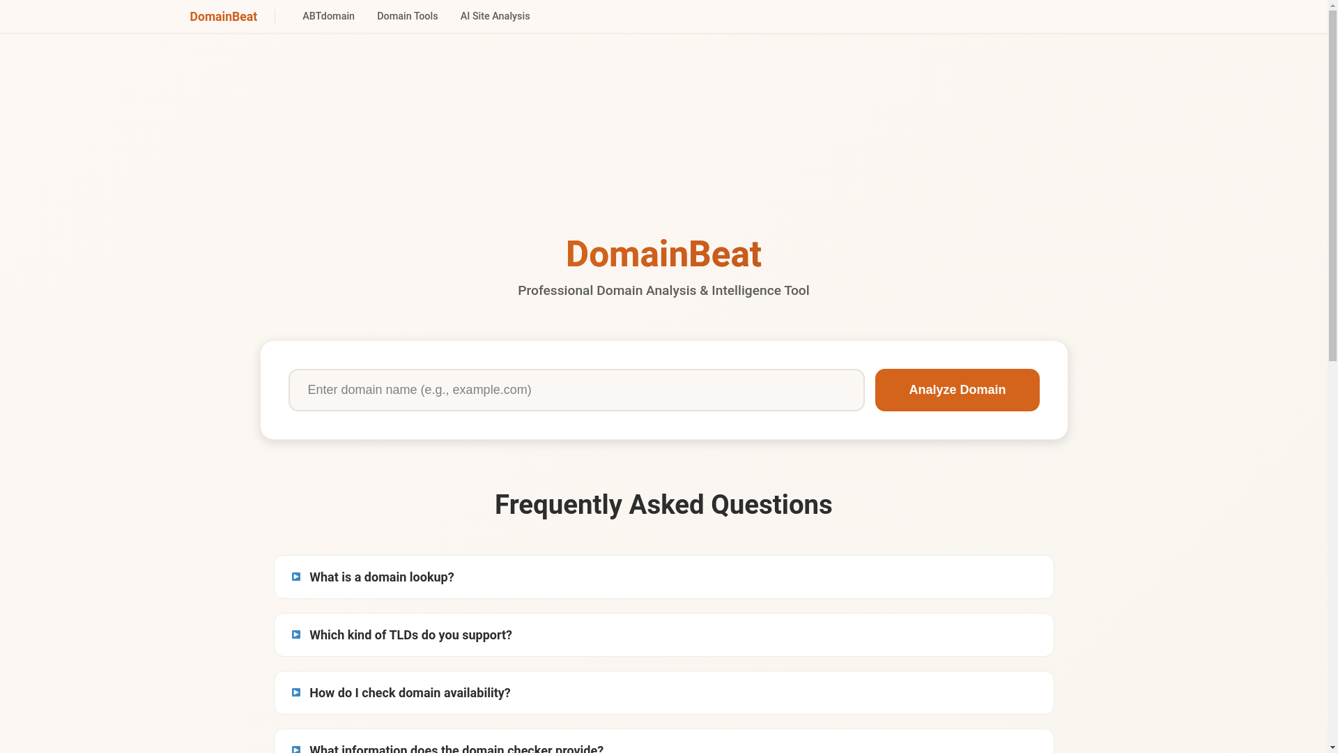 website screenshot of https://domainbeat.com/