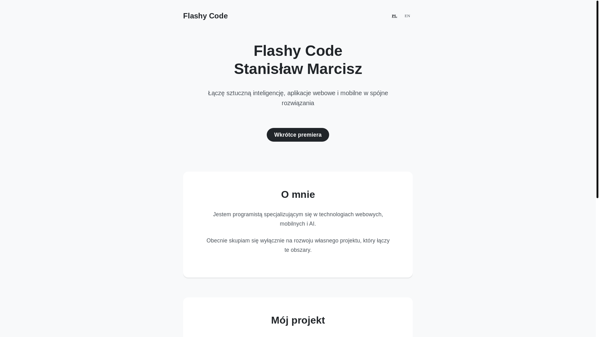 website screenshot of https://flashycode.pl/