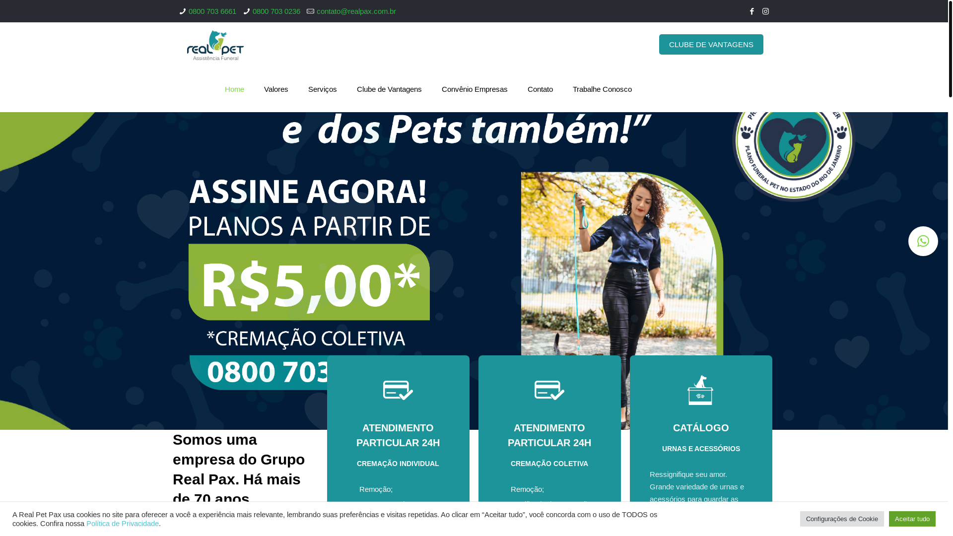 website screenshot of https://funeralparapets.com.br/