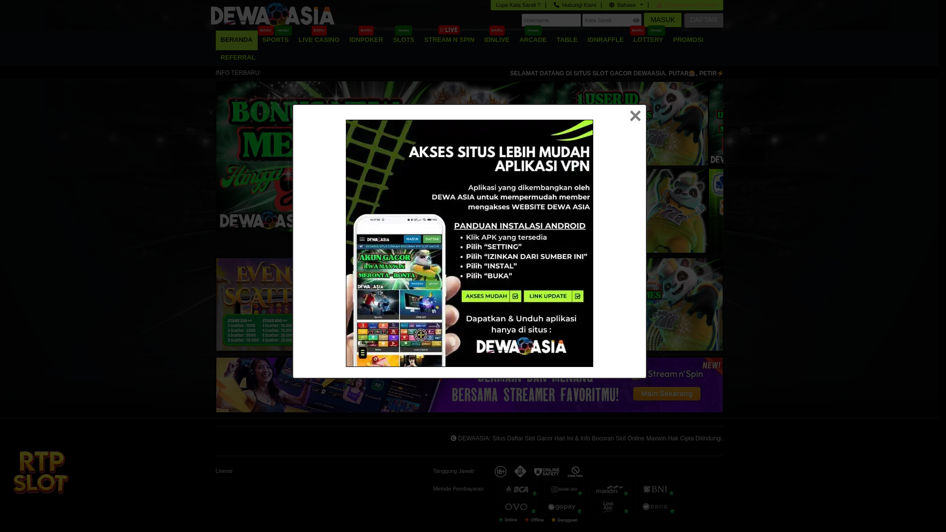 website screenshot of https://link2-dewaasia.xyz/