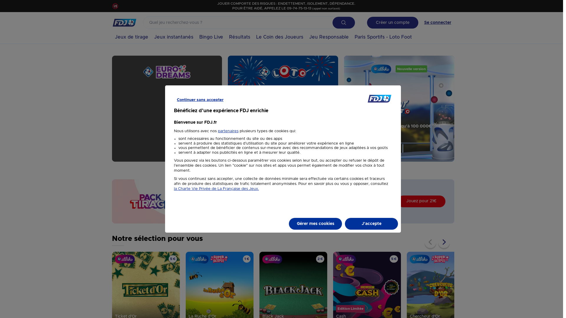 website screenshot of https://www.fdj.fr/