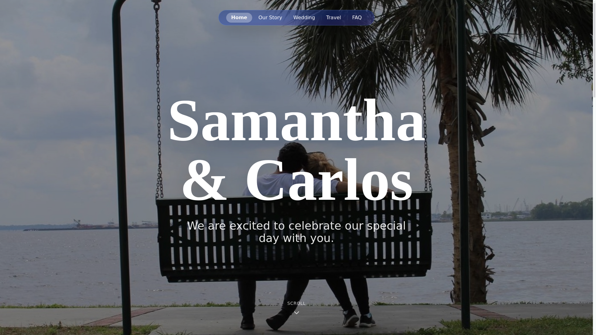 website screenshot of https://samcarloswedding.com/