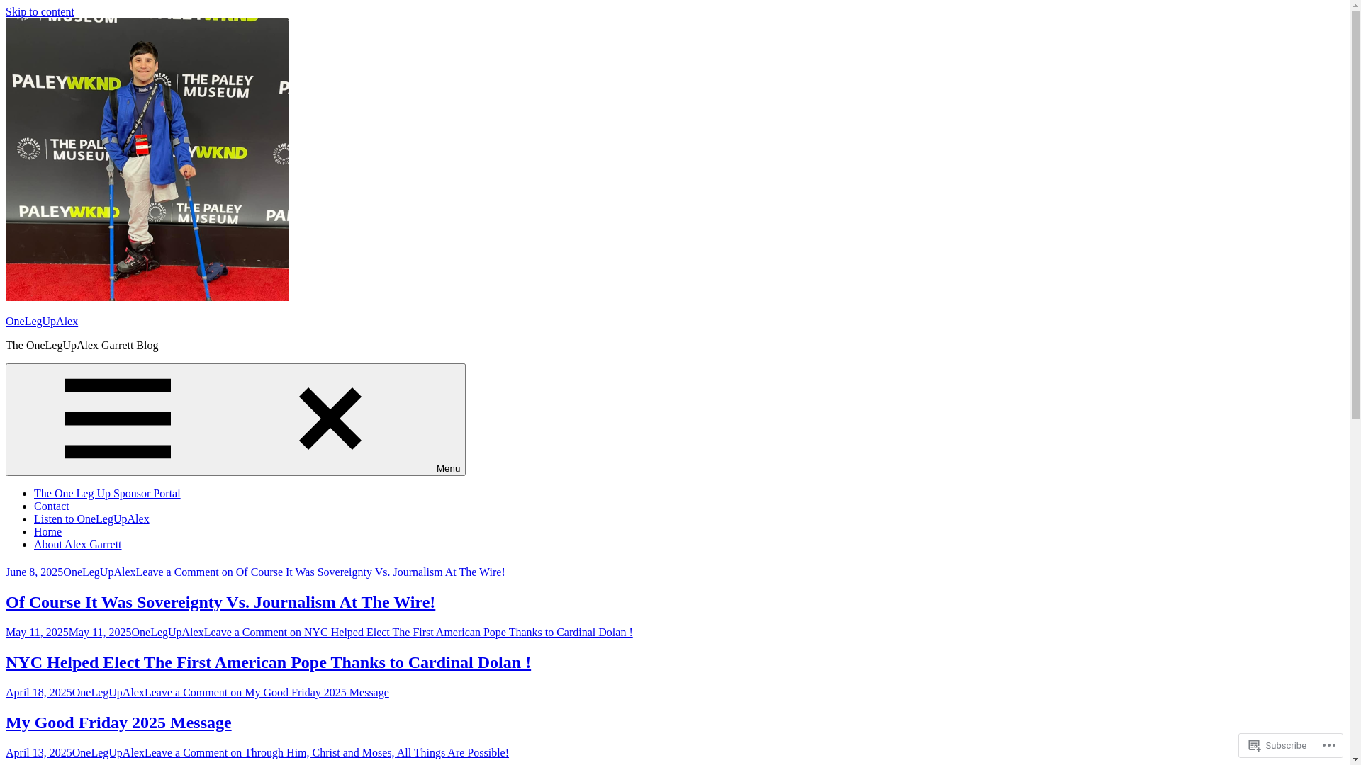 website screenshot of https://onelegupalex.com/