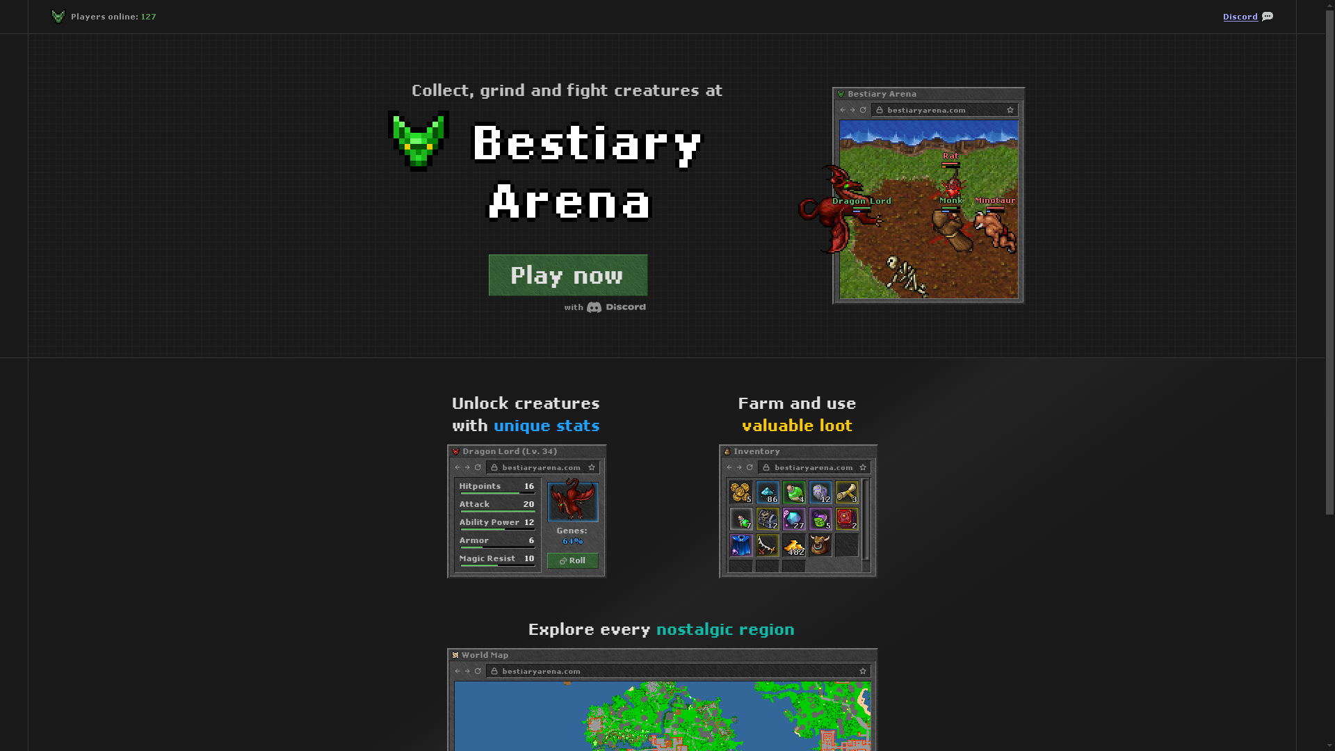 website screenshot of https://bestiary-arena.pages.dev/