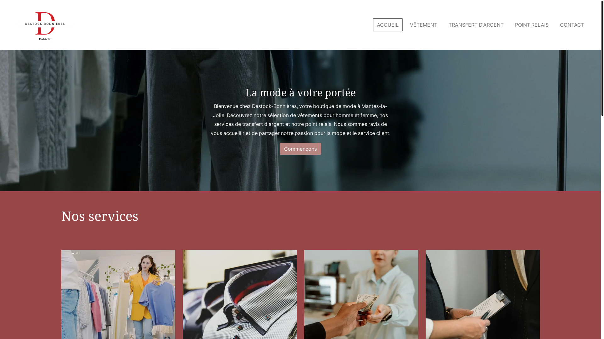 website screenshot of https://destock-bonnieres.fr/