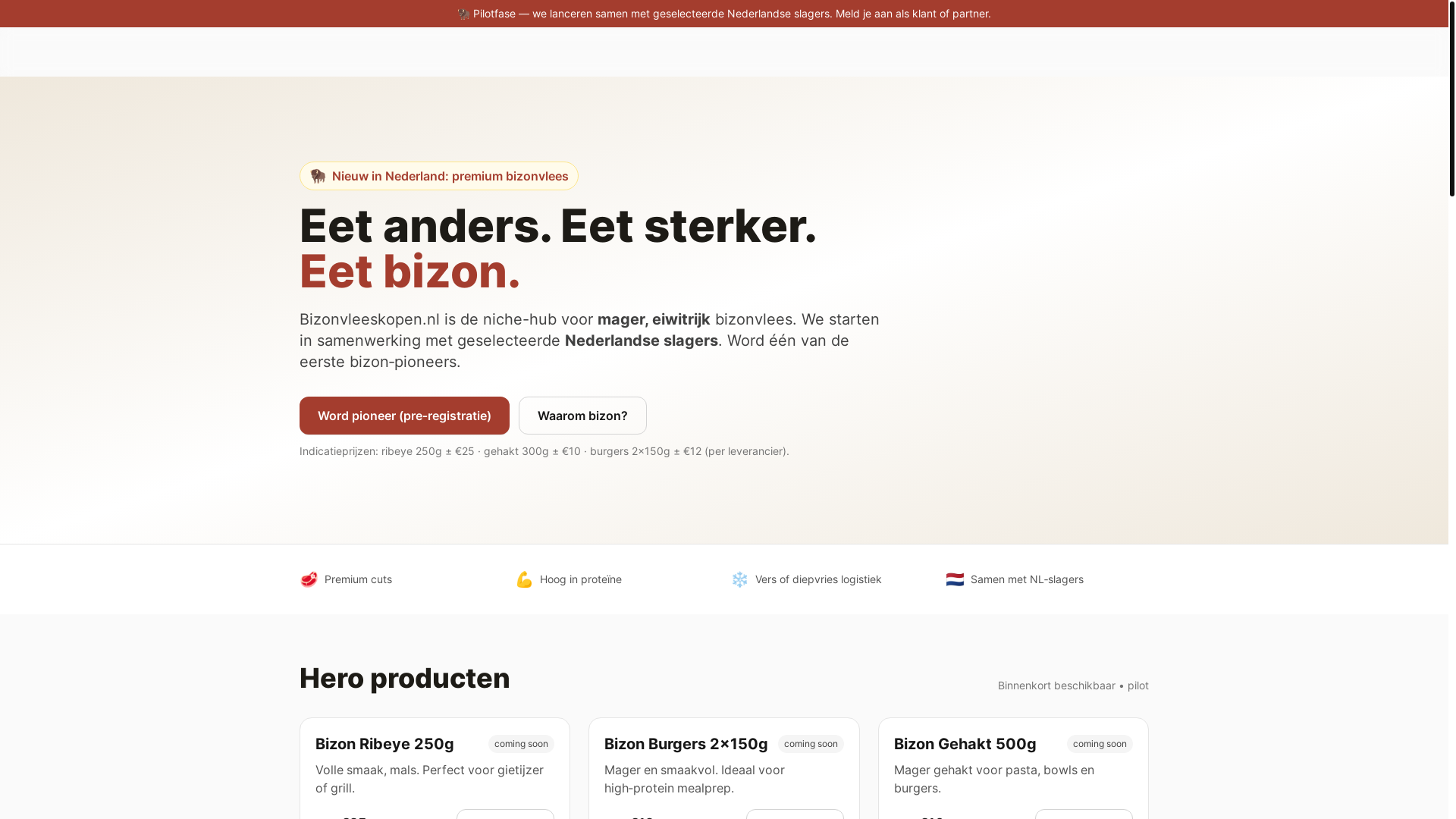 website screenshot of https://bizonvleeskopen.nl/