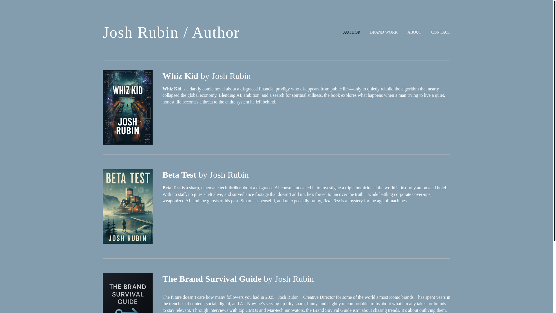website screenshot of https://joshrubinauthor.com/