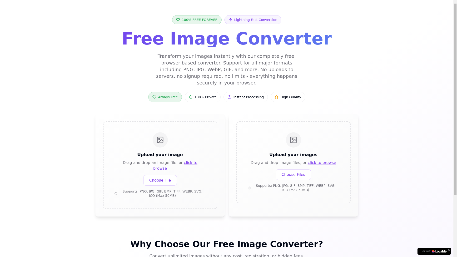 website screenshot of https://free-imageconverter.com/