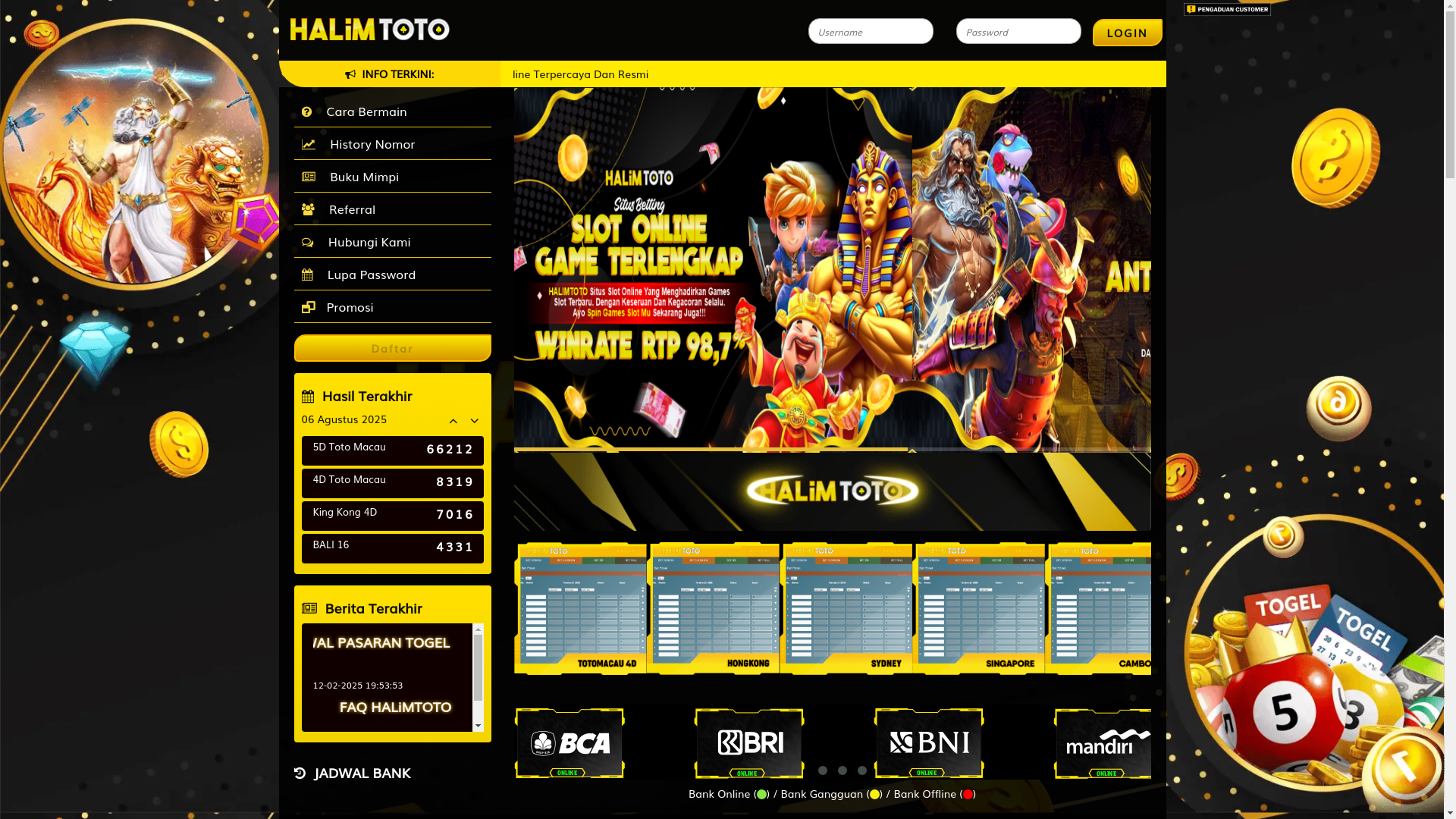 website screenshot of https://bankhalimtoto.com/