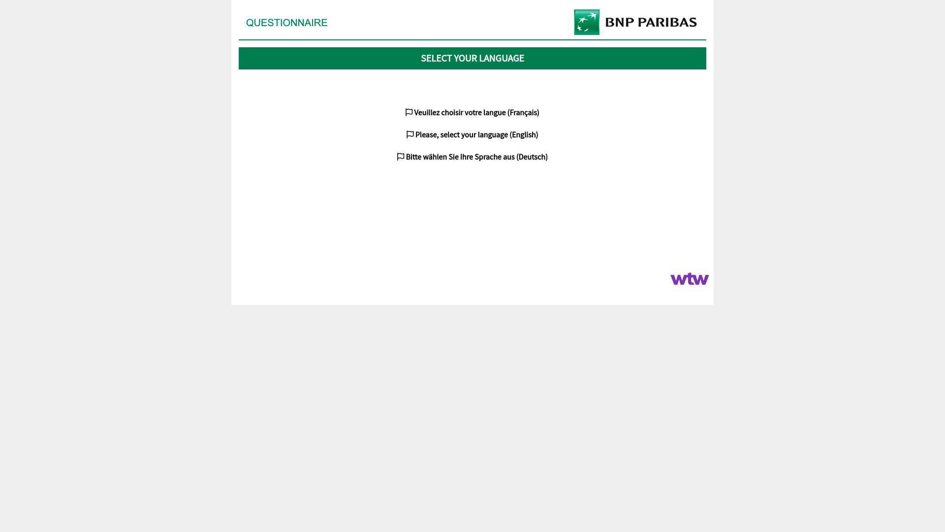 website screenshot of https://feedback.ehr.com/BNPParibasQuestionnaireMANAGER