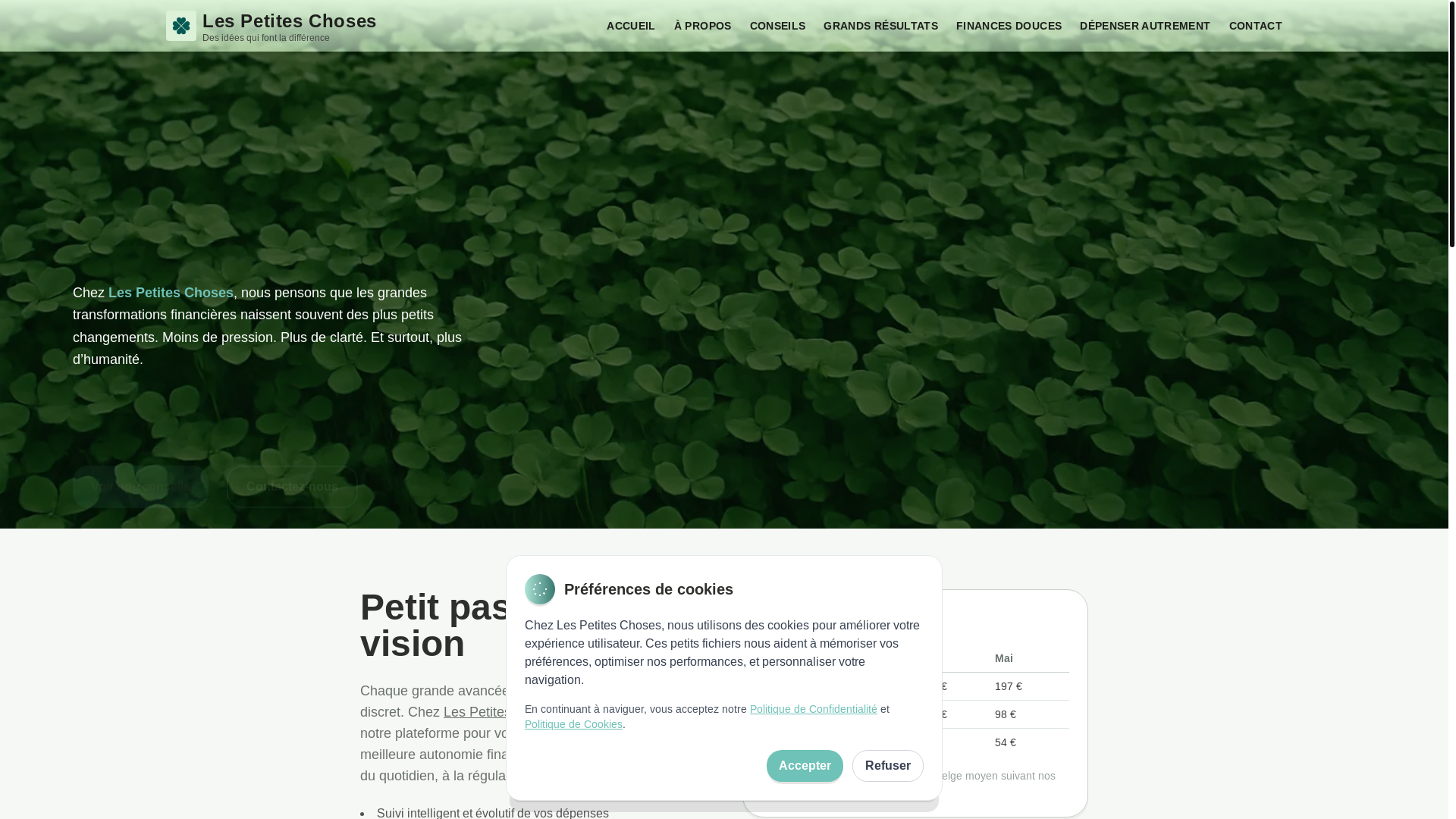 website screenshot of https://lespetiteschosesfr.com/