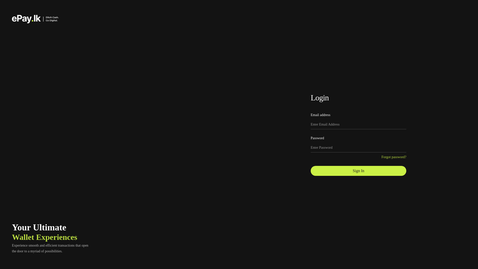 website screenshot of https://epay-admin-portal.pages.dev/