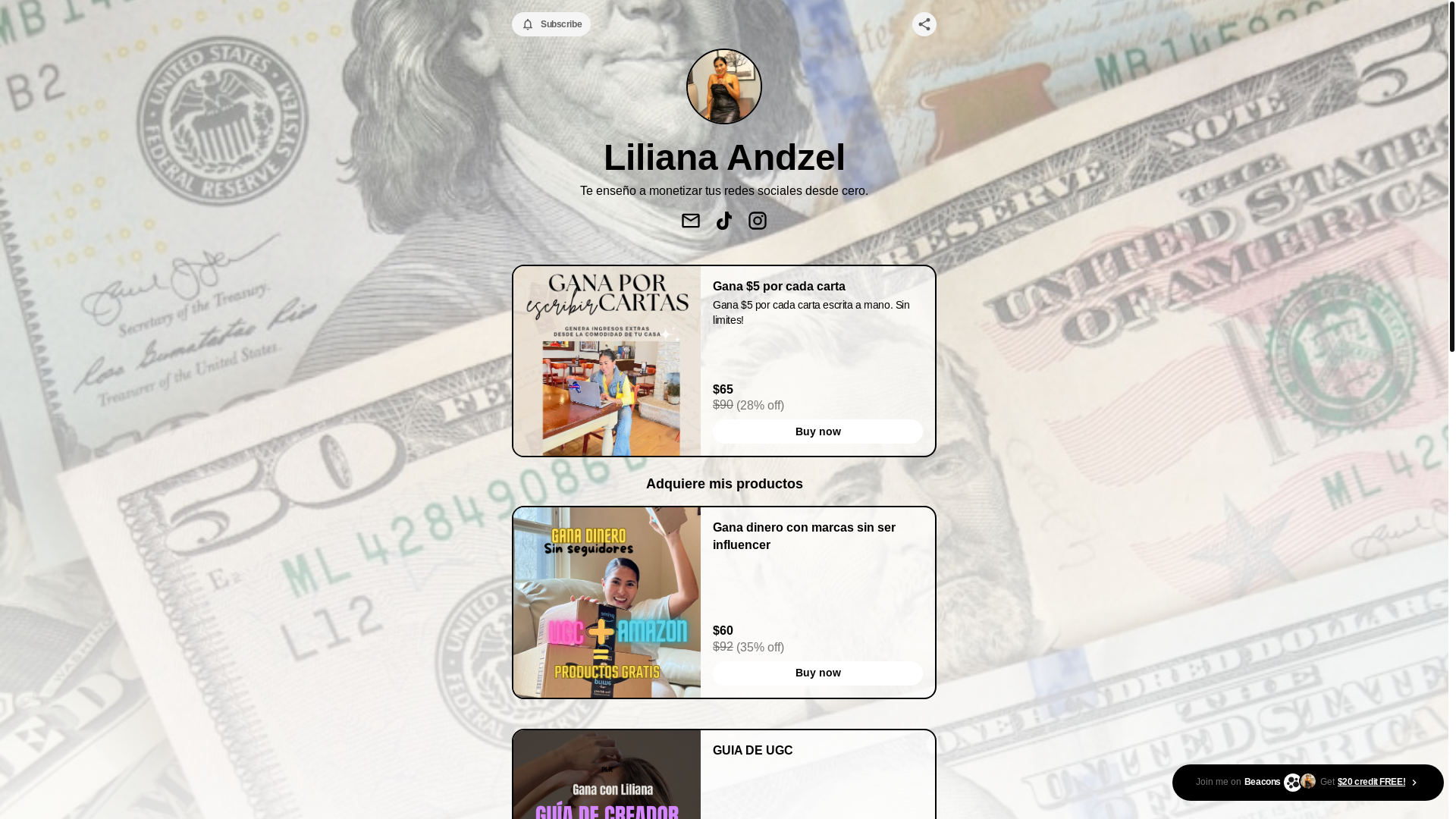 website screenshot of https://lilianaandzel.store/