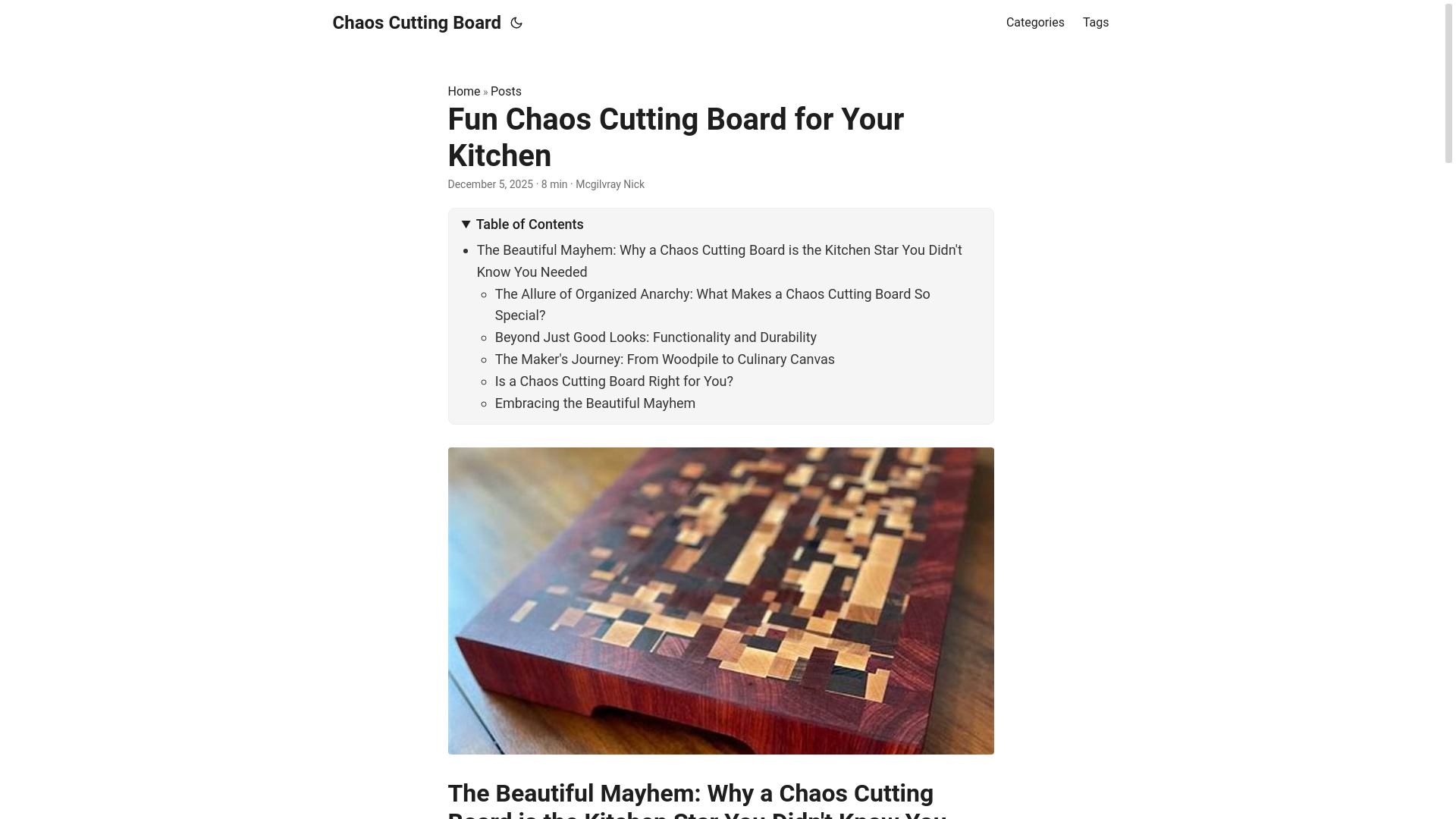 website screenshot of https://chaoscuttingboard.pages.dev/