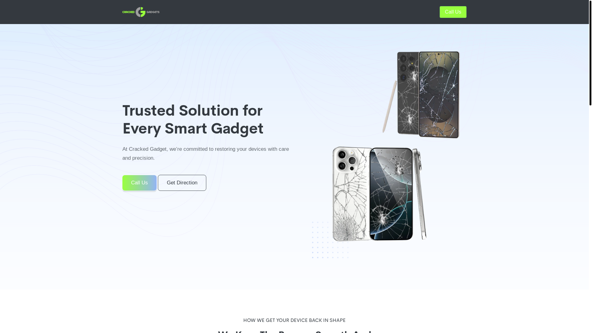 website screenshot of https://crackedgadgets.us/