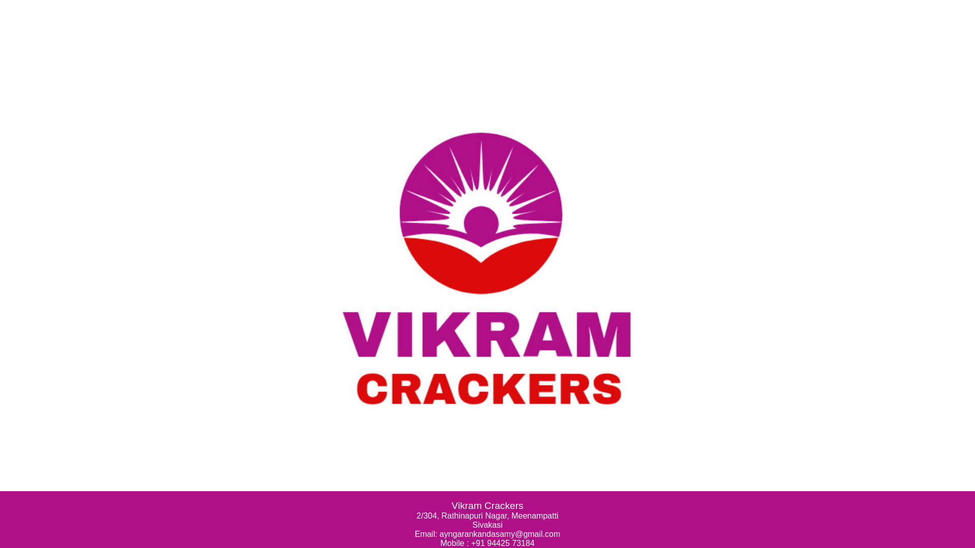 website screenshot of https://vikramcrackers.in/