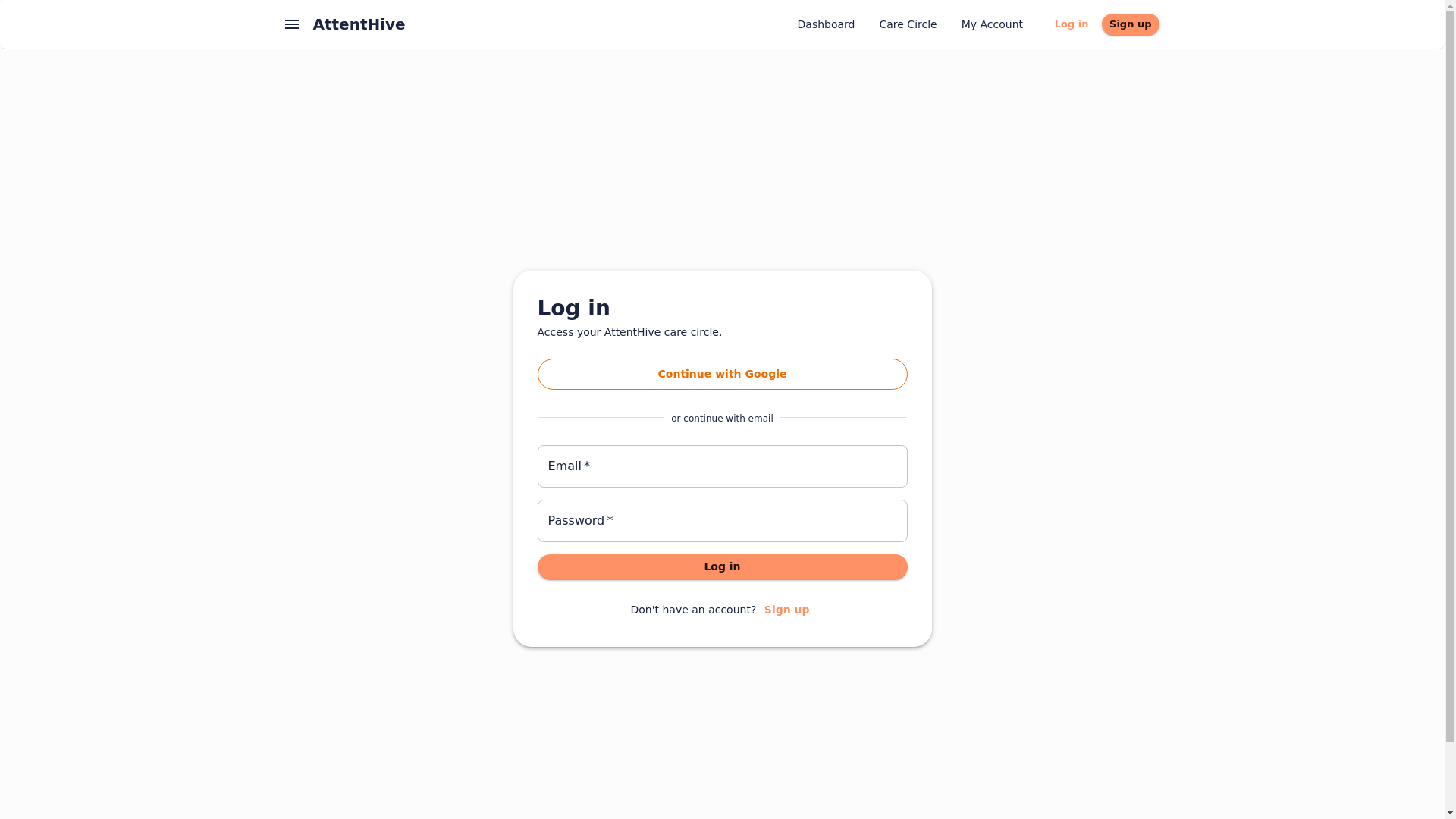 website screenshot of https://attenthive.app/