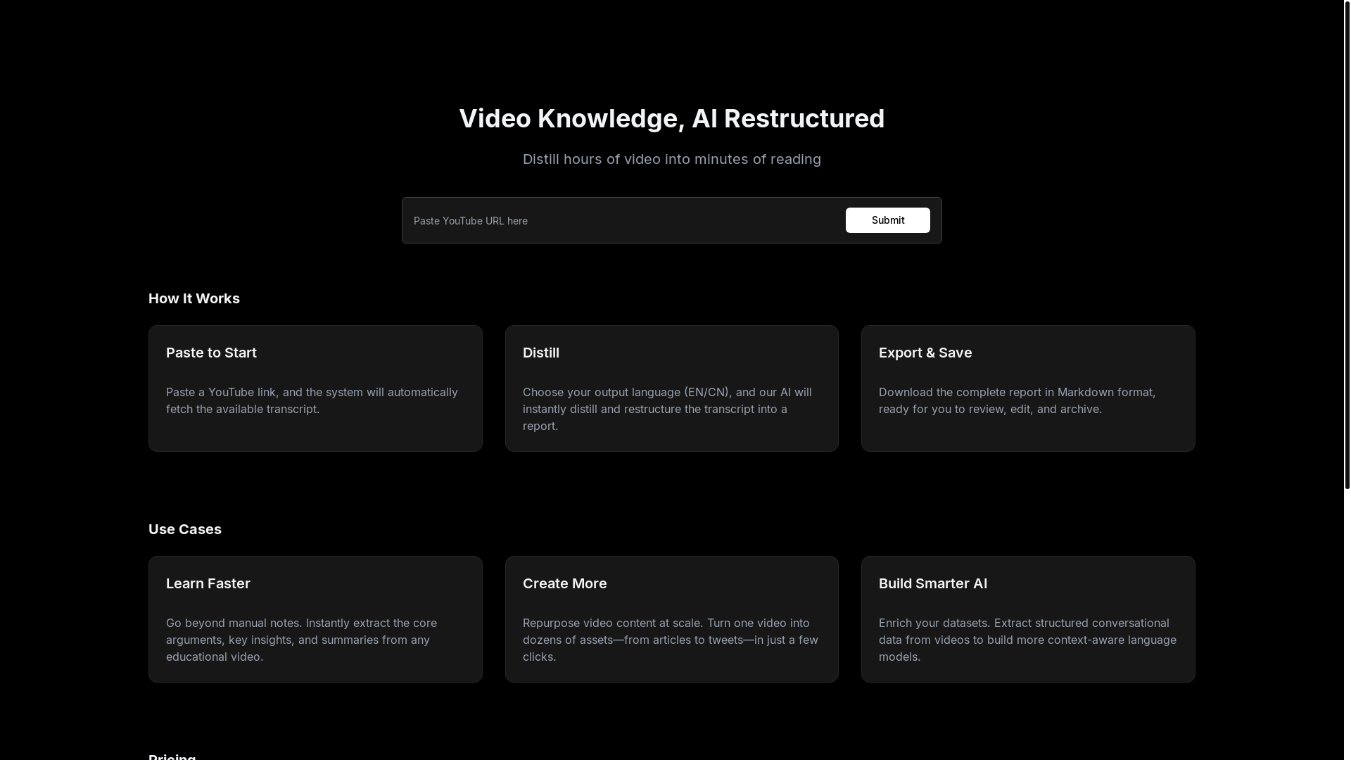 website screenshot of https://learnfromyoutube.app/