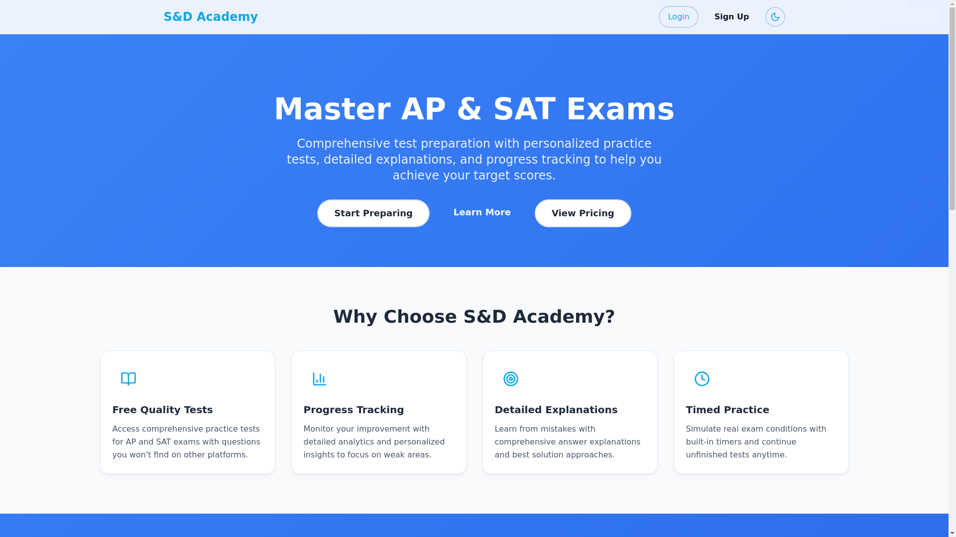 website screenshot of https://sad-academy.com/