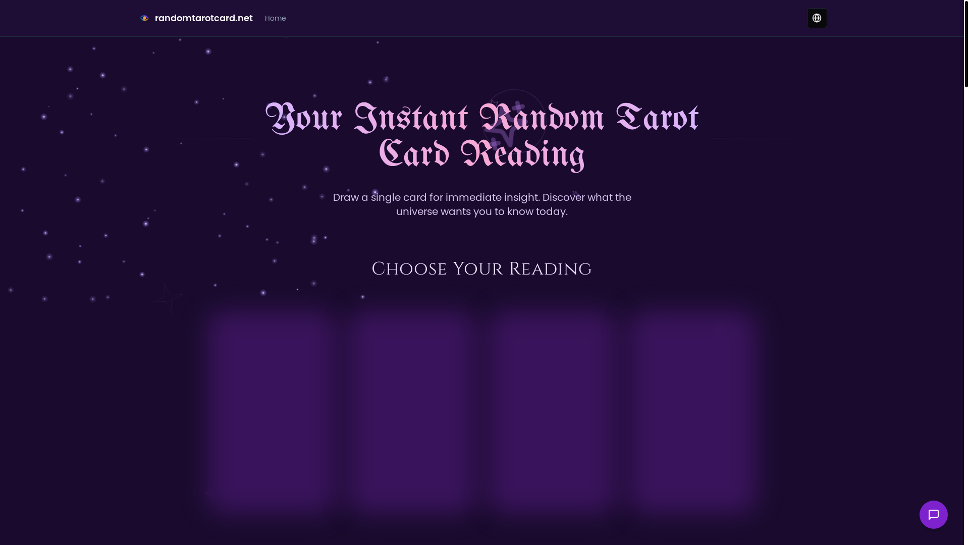 website screenshot of https://randomtarotcard.net/