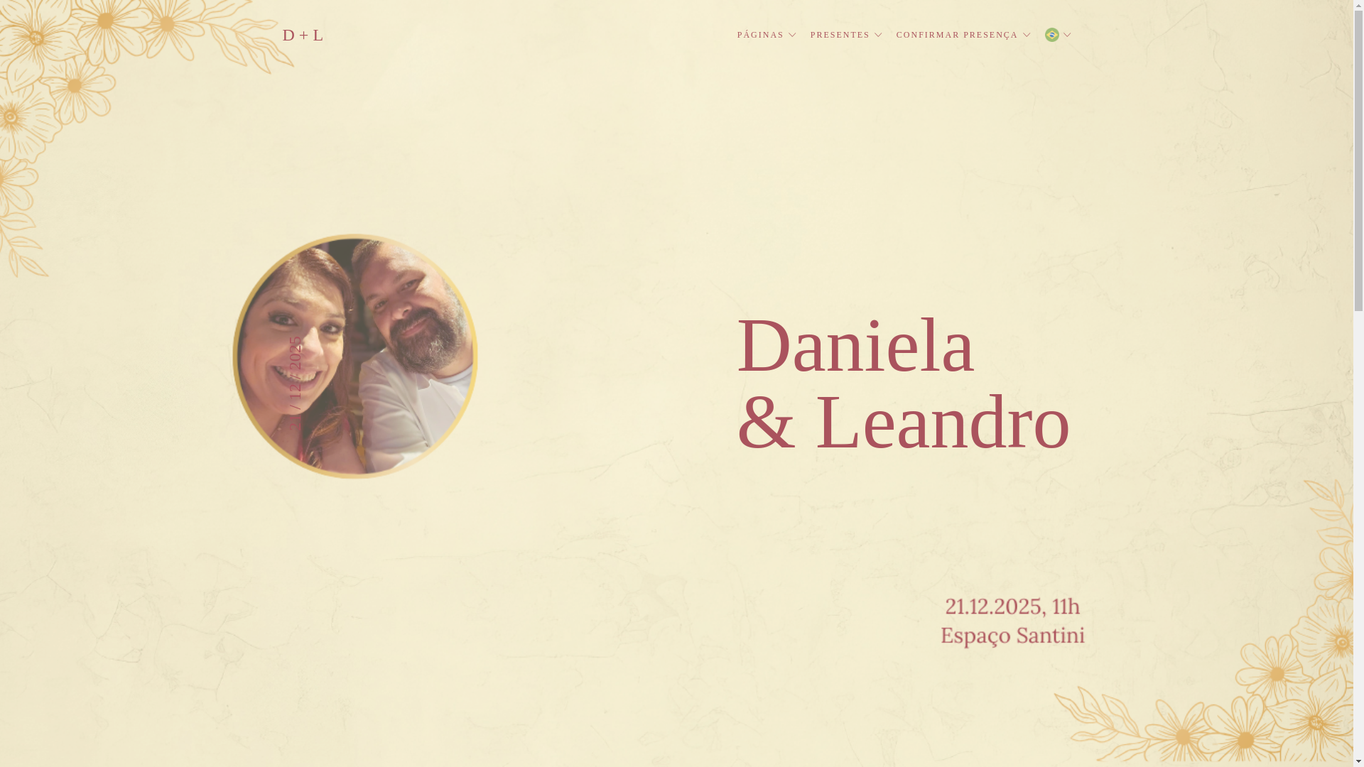 website screenshot of https://casamentodanielaeleandro.com.br/