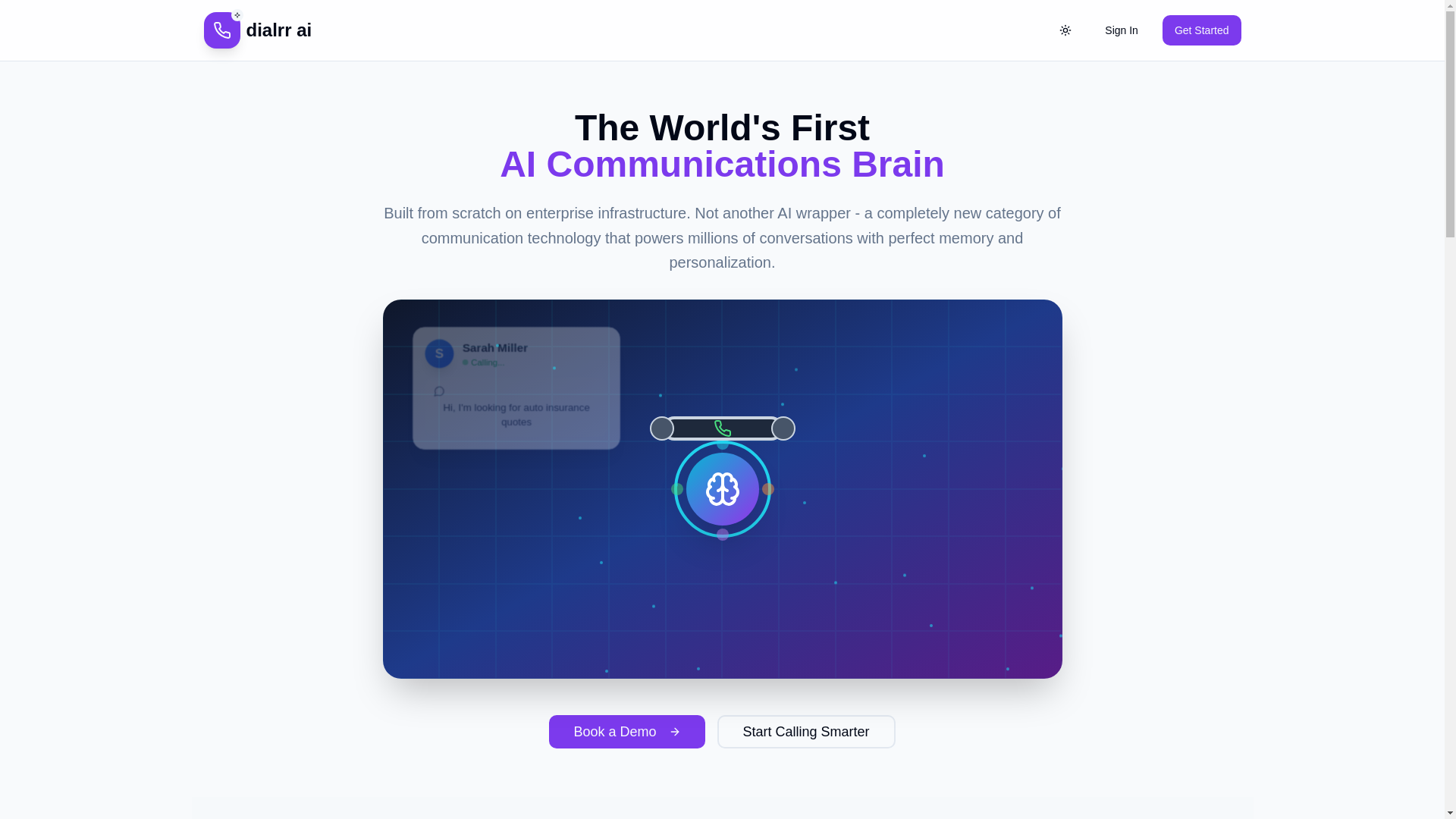 website screenshot of https://dialrr-ai-connect.pages.dev/