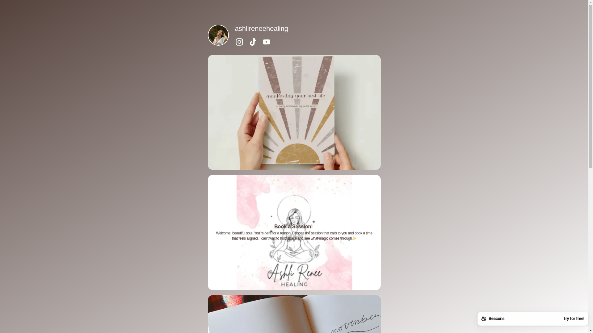 website screenshot of https://ashlireneehealing.store/