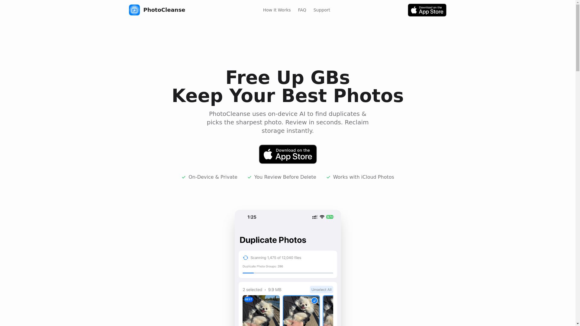 website screenshot of https://photocleanse.pages.dev/