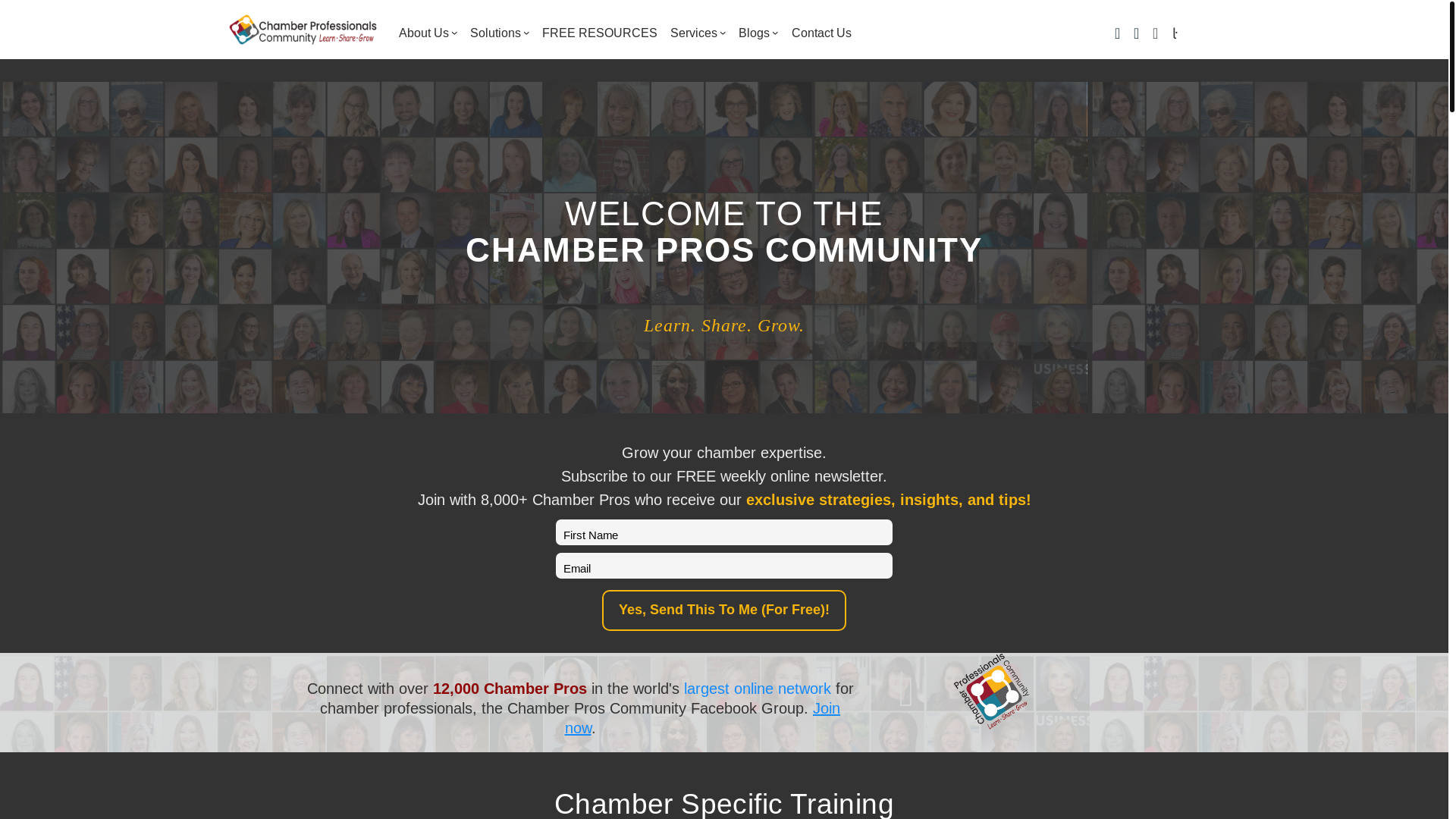website screenshot of https://chamber-pros-learning-hub.com/