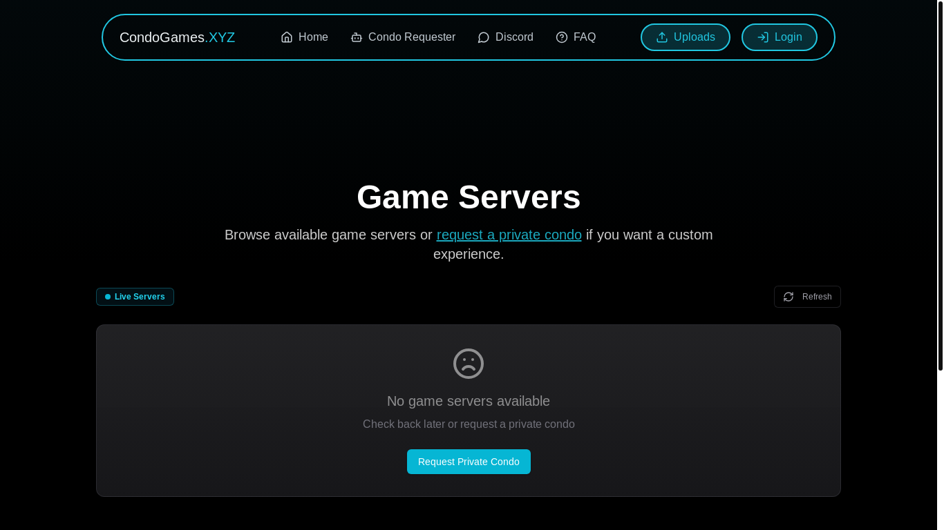 website screenshot of https://www.condogames.xyz/uploads