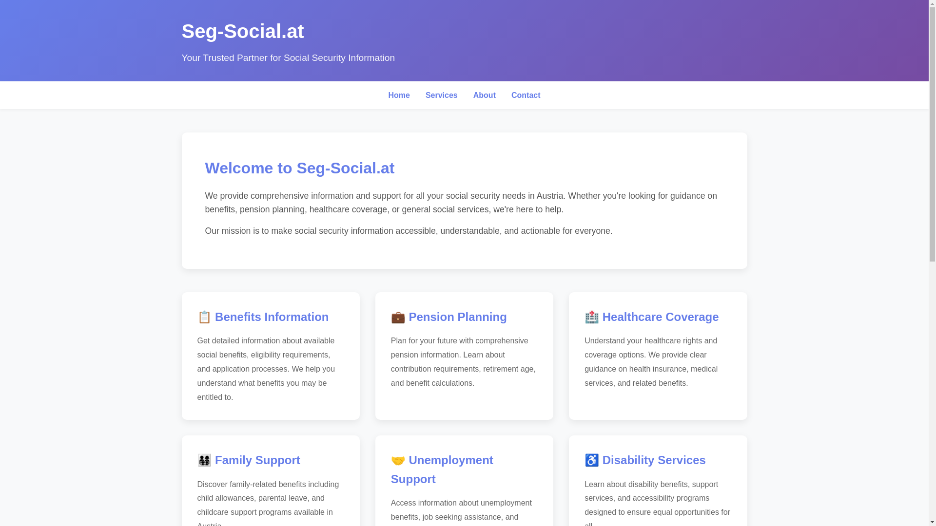 website screenshot of https://pt.seg-social.at/