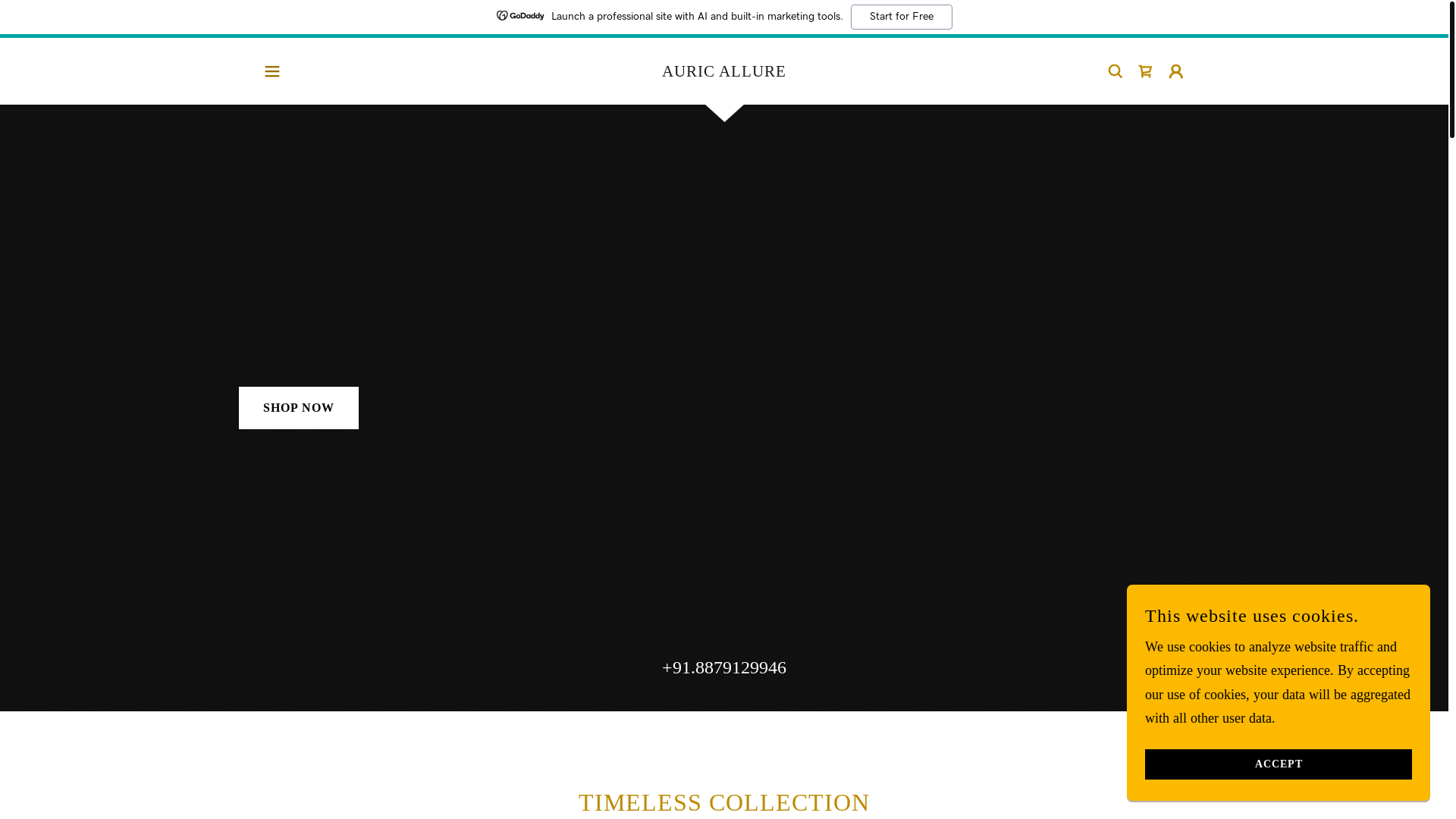 website screenshot of https://auricallure.in/
