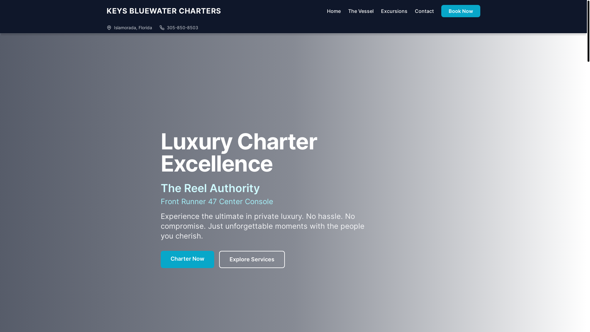 website screenshot of https://keysbluewatercharters.com/